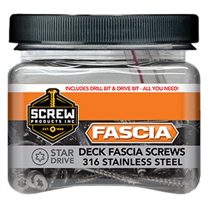 star drive 316 stainless steel fascia screw 1lb container